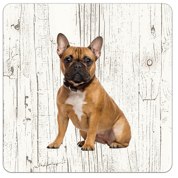 Hond Bulldog | Houten Onderzetters 6 Stuks