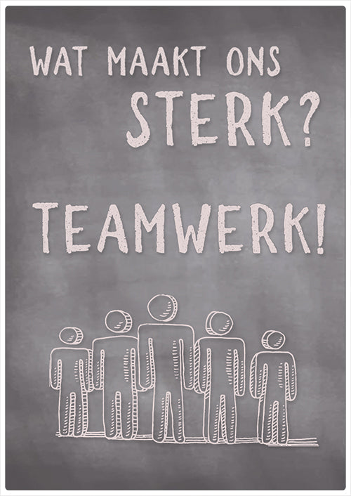 Spreukenbordje: Wat maakt ons sterk? Teamwerk! | Houten Tekstbord