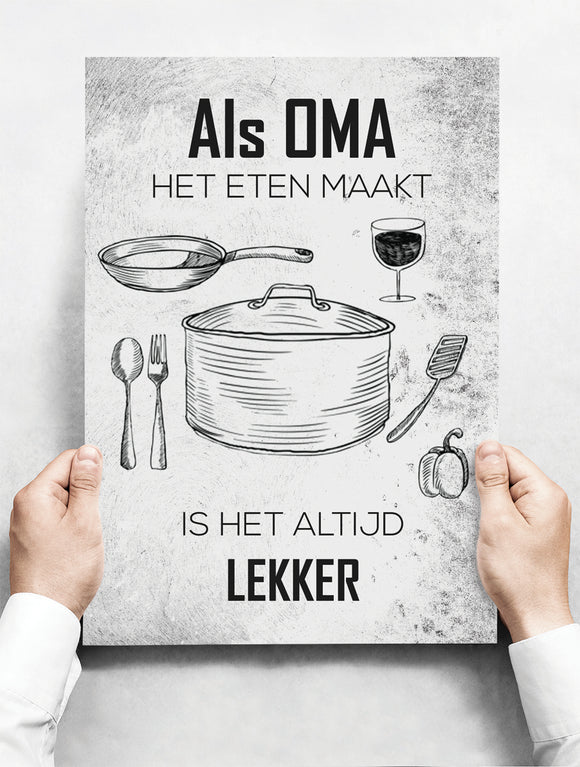 Wandbord: Als Oma Het Eten Maakt, Is Het Altijd Lekker! | 30 x 42 cm