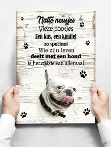 Wandbord Hond: Bulldog - 30 x 42 cm