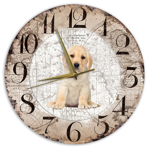 Houten Klok - 30cm - Hond - Labrador Pup