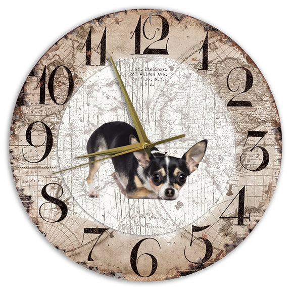 Houten Klok - 30cm - Hond - Chihuahua