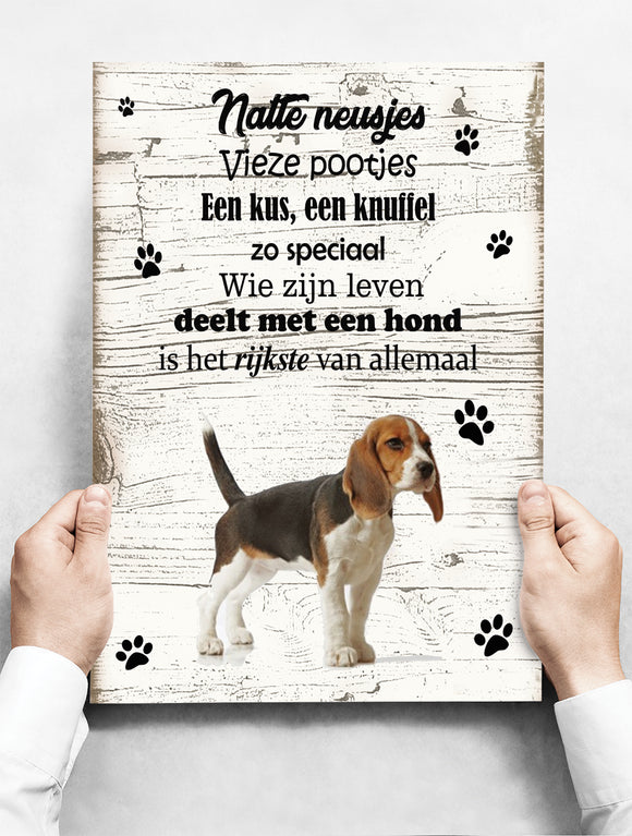 Wandbord hond: Beagle - 30 x 42 cm