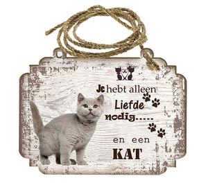 Spreukenbordje Kat - Britse Korthaar