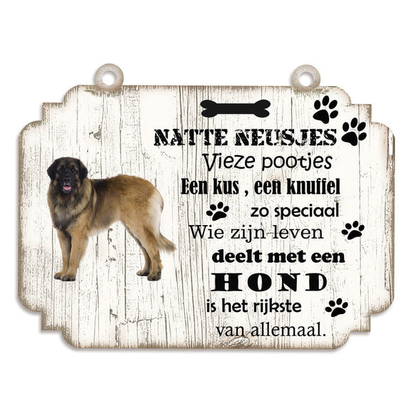 Spreukenbordje Hond: Leonberger