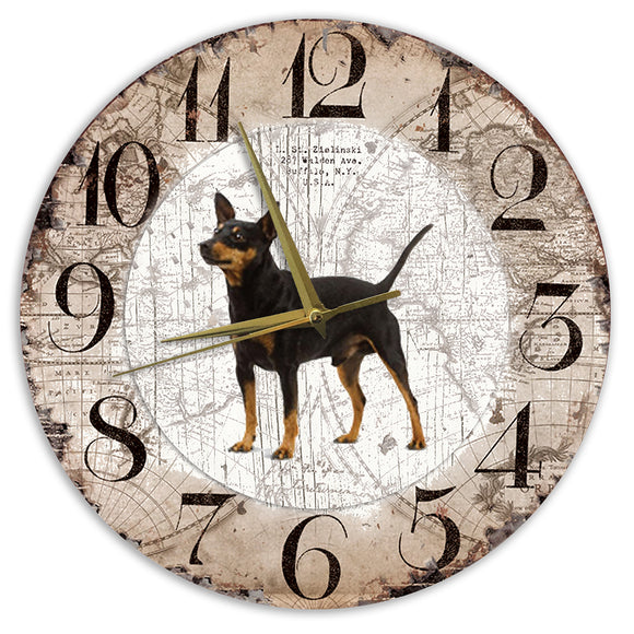 Houten Klok - 30cm - Hond - Dwergpincher