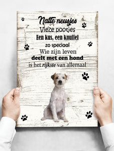 Wandbord Hond: Jack Russel Ruwharig - 30 x 42 cm