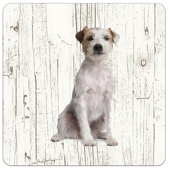 Hond Jack Russel Ruwharig | Houten Onderzetters 6 Stuks