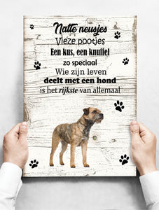 Wandbord Hond: Border Terriër - 30 x 42 cm