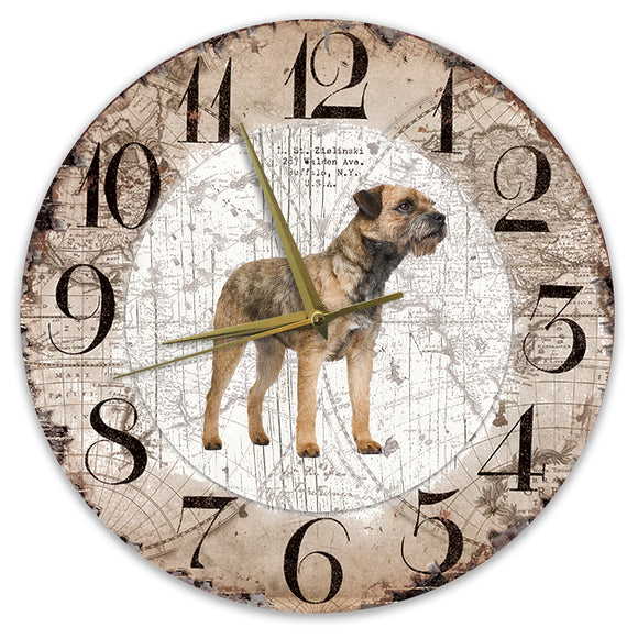 Houten Klok - 30cm - Hond - Border Terriër