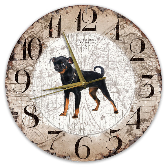 Houten Klok - 30cm - Hond - Petit Brabancon
