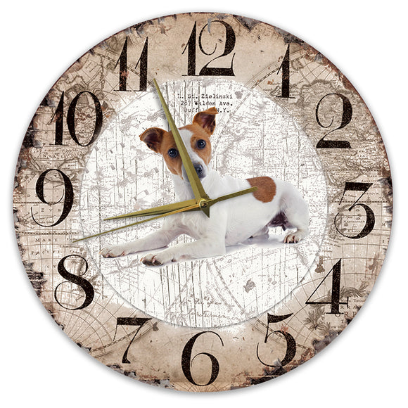 Houten Klok - 30cm - Hond - Jack Russel