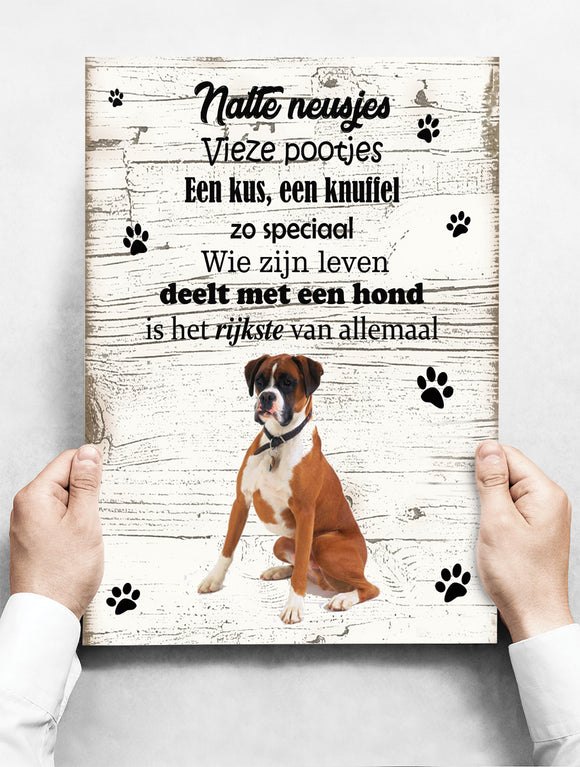 Wandbord hond: Boxer - 30 x 42 cm