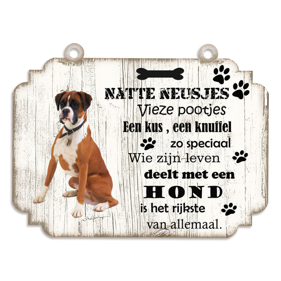 Spreukenbordje hond: Boxer