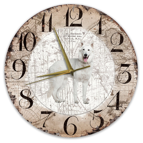 Houten Klok - 30cm - Hond - Husky