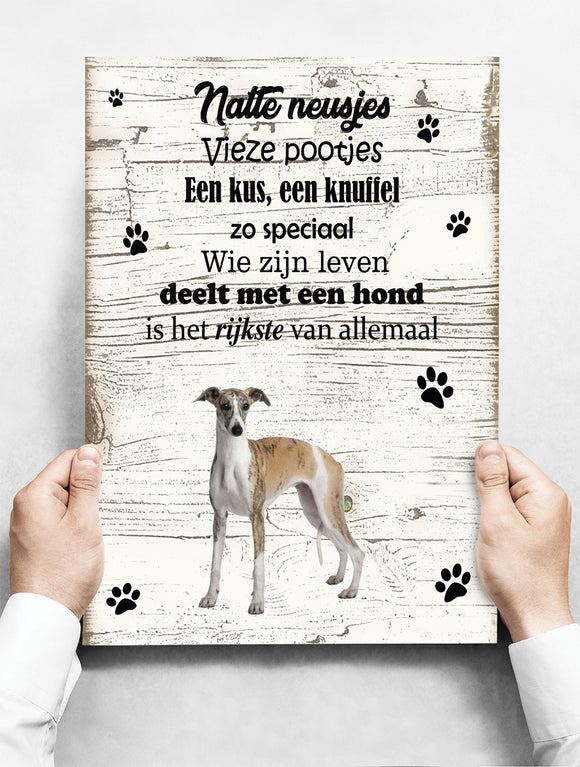 Wandbord hond: Greyhound - 30 x 42 cm