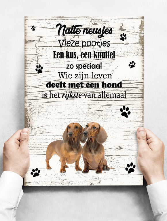 Wandbord hond: Tekkel - 30 x 42 cm