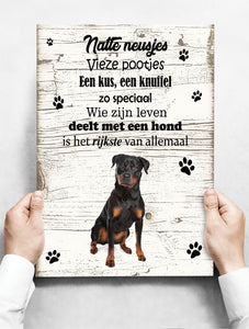 Wandbord hond: Rottweiler - 30 x 42 cm