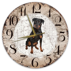 Houten Klok - 30cm - Hond - Rottweiler