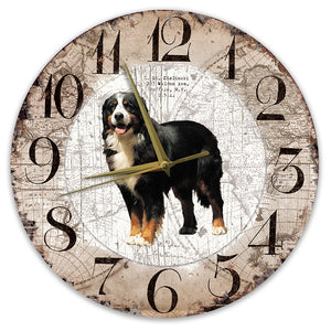 Houten Klok - 30cm - Hond - Berner Sennen