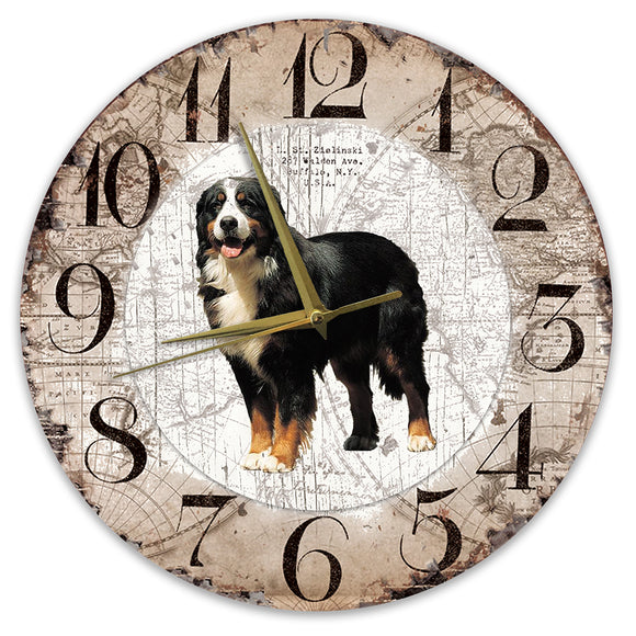 Houten Klok - 30cm - Hond - Berner Sennen