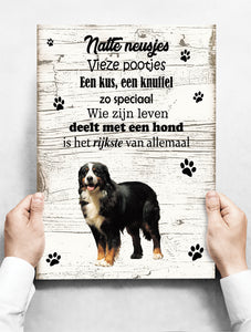 Wandbord hond: Berner Sennen - 30 x 42 cm