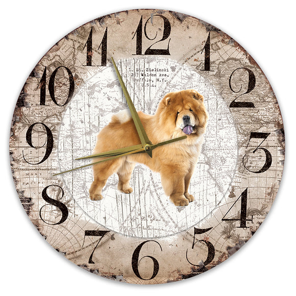 Houten Klok - 30cm - Hond - Chow Chow