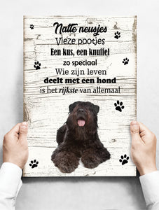 Wandbord hond: Bouvier - 30 x 42 cm