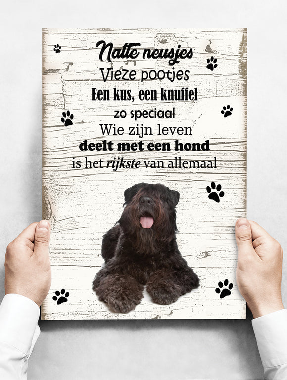 Wandbord hond: Bouvier - 30 x 42 cm