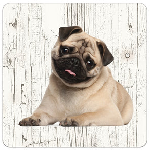 Hond Mopshond | Houten Onderzetters 6 Stuks