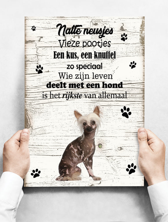 Wandbord hond: Naakthond - 30 x 42 cm