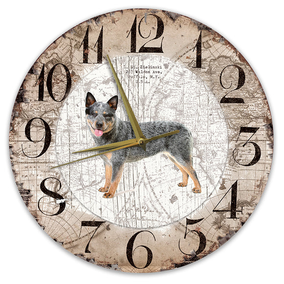 Houten Klok - 30cm - Hond - Australian Cat Dog