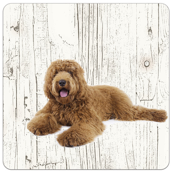 Hond labradodel bruin | Houten Onderzetters 6 Stuks