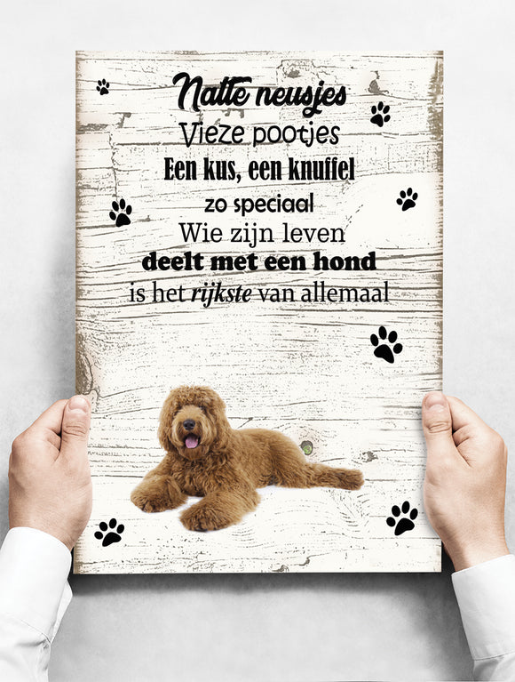 Wandbord hond: labradodel bruin - 30 x 42 cm