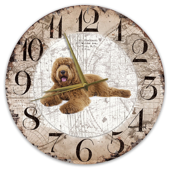Houten Klok - 30cm - Hond - labradodel bruin