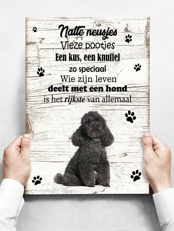 Wandbord hond: Poedel zwart - 30 x 42 cm