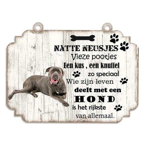 Spreukenbordje hond: cane corso
