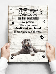 Wandbord hond: Labradoodl grijs - 30 x 42 cm