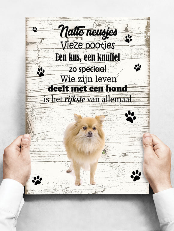 Wandbord hond: keeshond - 30 x 42 cm