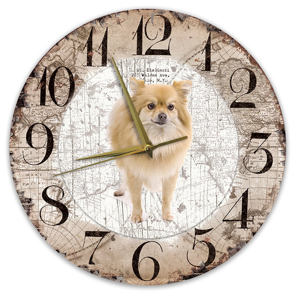 Houten Klok - 30cm - Hond - Keeshond