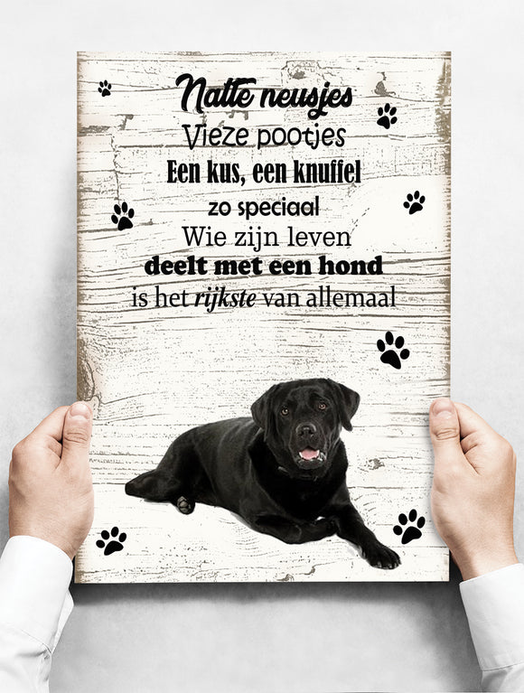 Wandbord hond: Labrador zwart - 30 x 42 cm