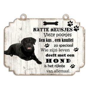 Spreukenbordje hond: Labrador zwart