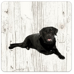 Hond Labrador zwart | Houten Onderzetters 6 Stuks