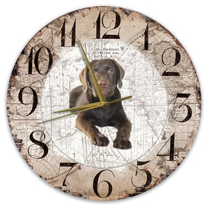Houten Klok - 30cm - Hond - Labrador bruin