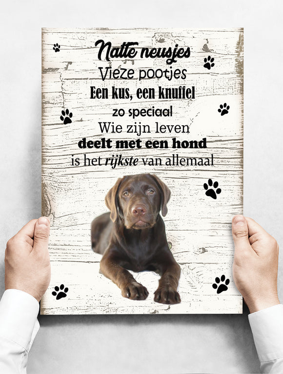 Wandbord hond: Labrador bruin - 30 x 42 cm