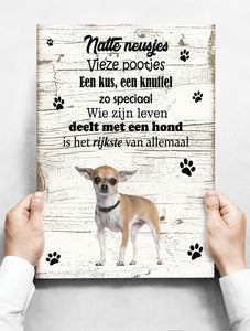 Wandbord hond: Chihuahua kort haar - 30 x 42 cm