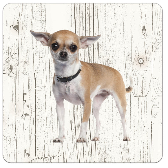 Hond Chihuahua kort haar | Houten Onderzetters 6 Stuks