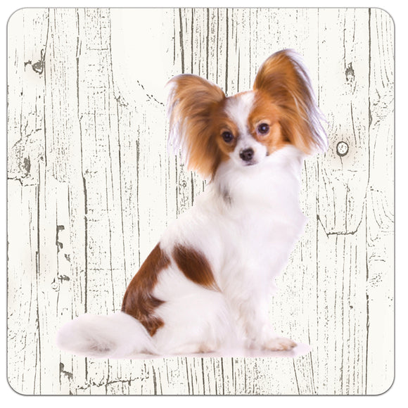 Hond Vlinderhond | Houten Onderzetters 6 Stuks
