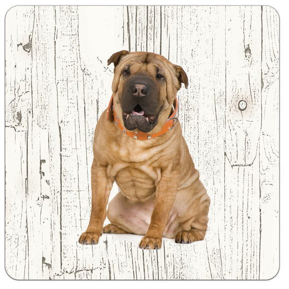 Hond Shar Pei | Houten Onderzetters 6 Stuks