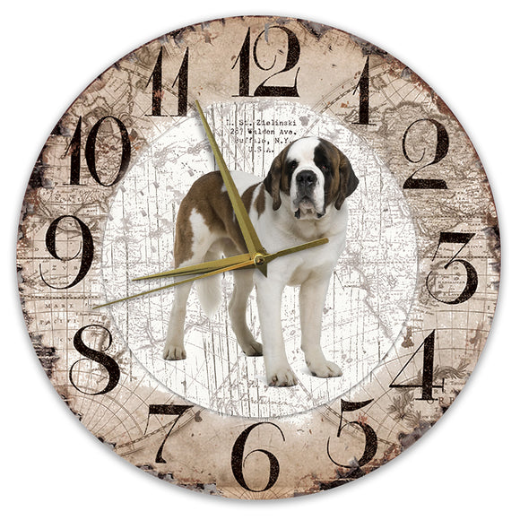 Houten Klok - 30cm - Hond - Sint Bernard